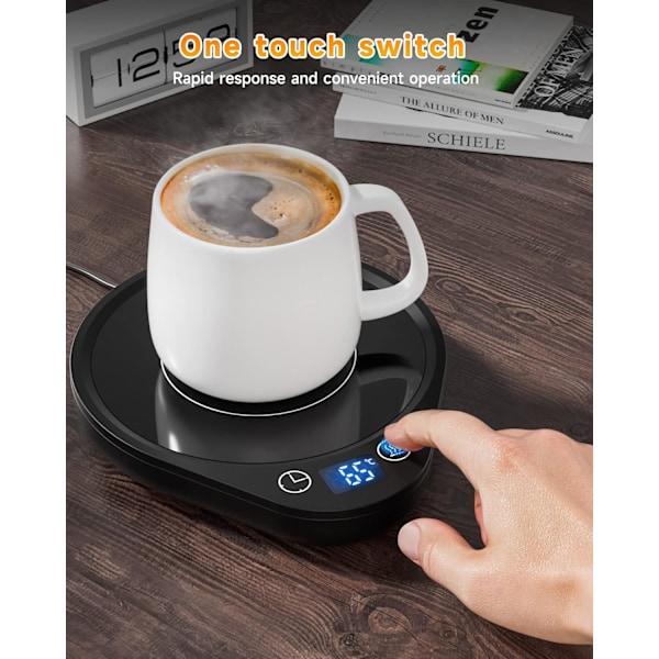 Kaffe- och Muggvärmar med 3 Temperaturinställningar Elektrisk Dryckesvärmare Automatisk Avstängning, Kaffe, Te och Mjölkvärmar för Hemmakontor (Utan Mugg)