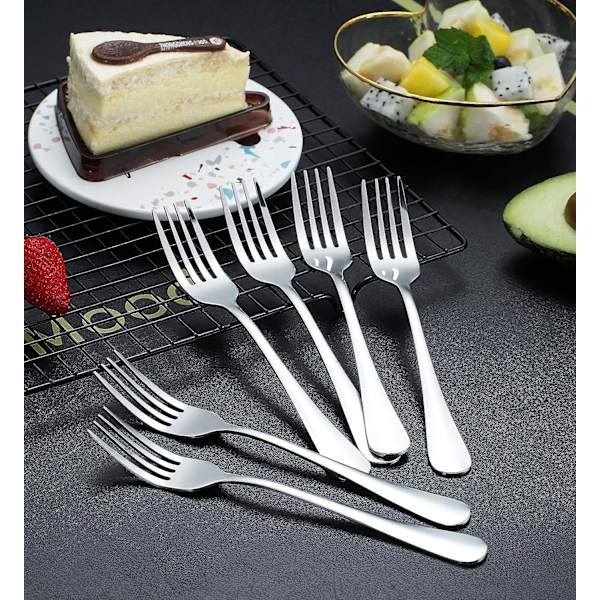 6 stk. middagsgafler, 20 cm rustfrit stål gafler bestik, bordsæt med 6 gafler