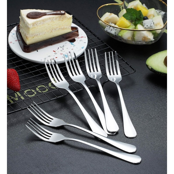 Middagsgiffel 6 stycken, bestick i rostfritt stål 20 cm silver, bordsgafflar set om 6