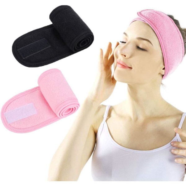 Spa Headband - 2 Pieces Facial Women Makeup Hairband Towel Cloth With Adjustable Magic Sticker For Washing Face Makeup