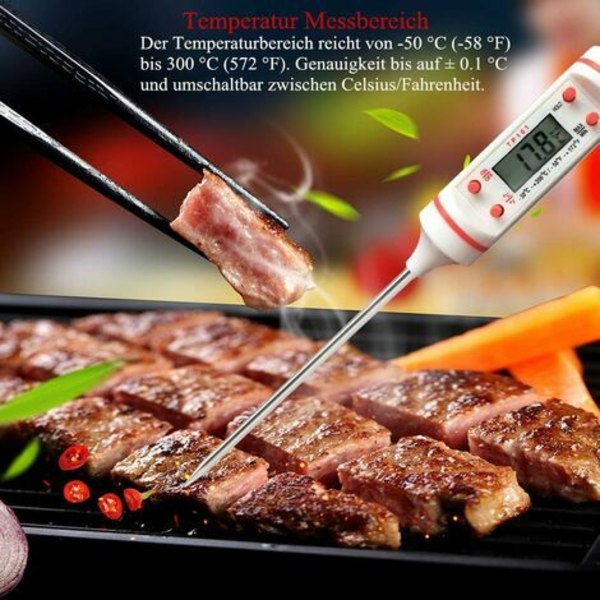 1 stk kjøkkentermometer Universal husholdningstermometer Kjøkkentermometer Kjøtttermometer, Lesbar 50°C-300°C, °C/°F byttbar