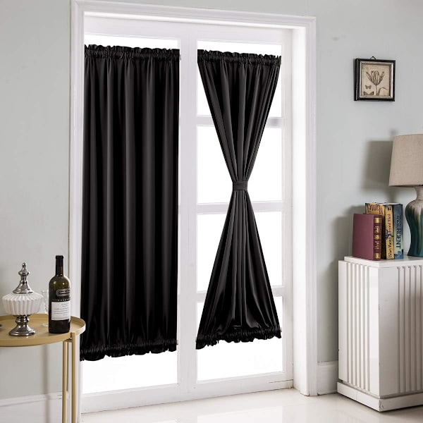 Franska Dörrgardiner Ren Färg Franska Dörrgardinspanel Mörkläggningsgardiner för Vardagsrum Sovrum Matrum, 2 Paneler, 64*183cm Gris