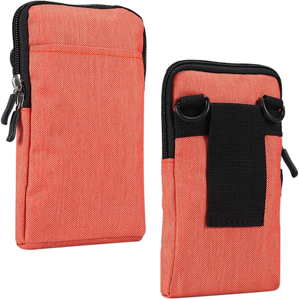 Matkapuhelimen olkalaukku, matkapuhelimen vyöklipsikotelo, olkalaukku vetoketjullinen crossbody orange color Small size