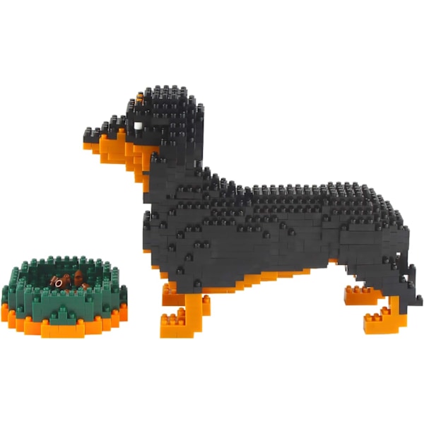 Mikro Byggeklodser Mini Kæledyrs Byggelegetøj Klodser til børn Dachshund 6 x 3 x 4 inches