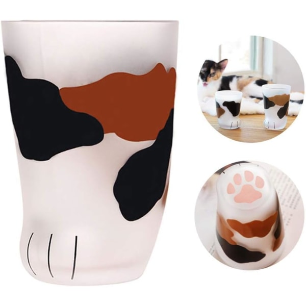 Cat Paw Cup，Cat Claw Cup Mjölkglas Frostat glaskopp Söt print Mugg Cat Paw