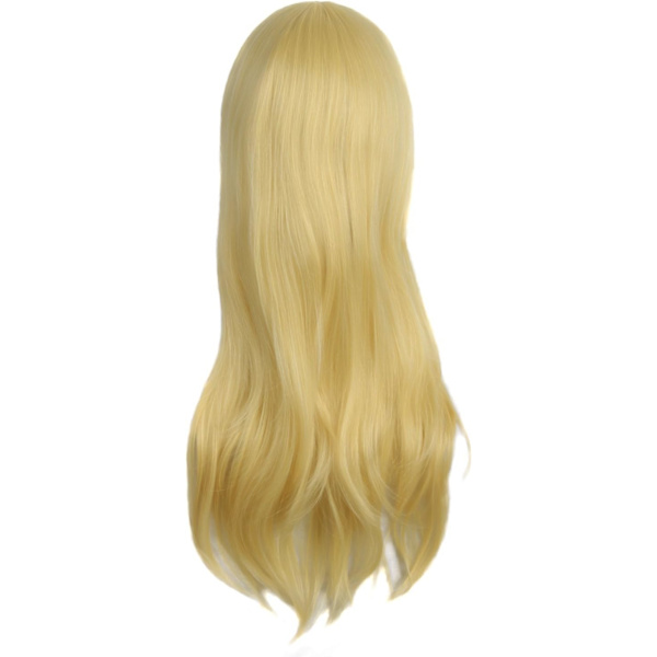 28 tum/70 cm dam sidoblugg långt lockigt hår cosplay peruk för kvinnor flicka Gold 28"