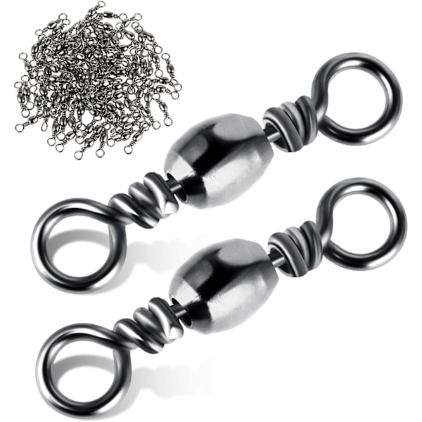 100 st Fiske Tackle Swivel Kolstål Fiske Connector Swivel Färskvatten Swivels Stål Kroklina Connector Rullande Fiske Swivels size 2