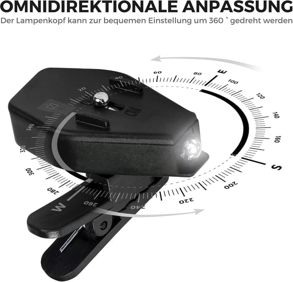 Mini LED-læselampe til briller - LED-brilleclips - Praktisk tilbehør til læsning eller koncentration