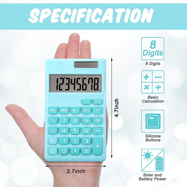 2 delar Basic Standard Miniräknare Mini Digital Desktop Miniräknare med 8-siffrig LCD-skärm