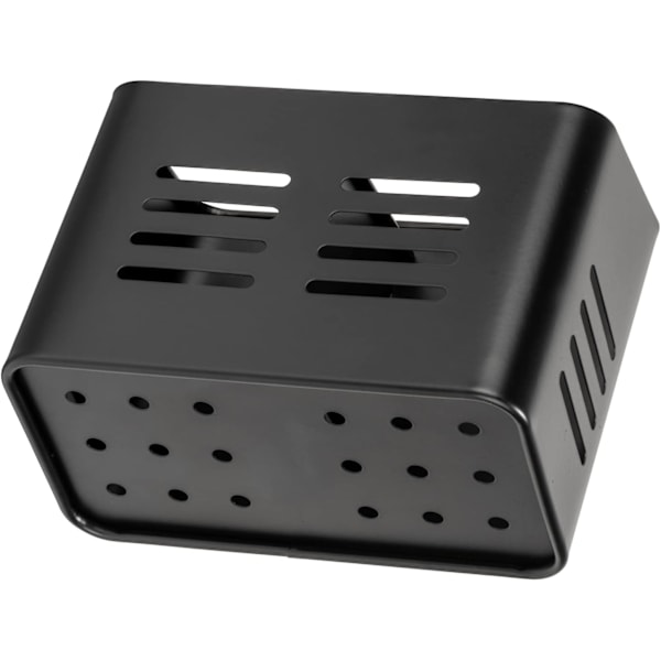 Bestikkskuff, svart utendørs kjøkkenkurv, laget av svart pulverlakkert metall, for servise, 16 x 13,5 x 9 cm