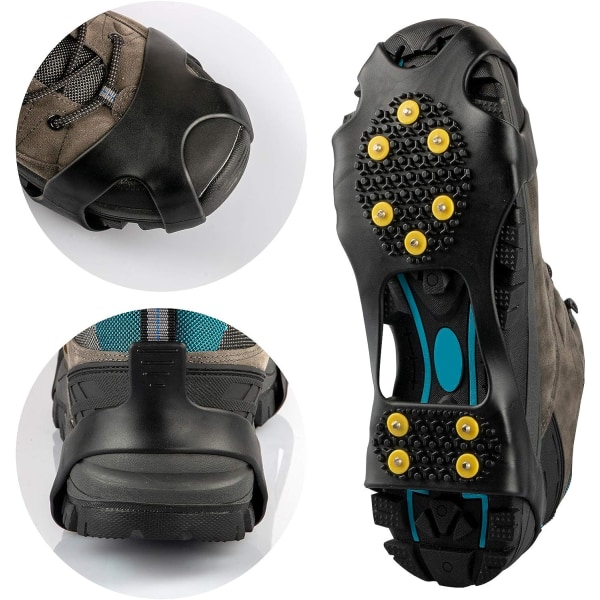 Liukumattomat joustavat lumijääpidikkeet 10 piikkiä piikit nastat crampons kumiset nastat, koko L