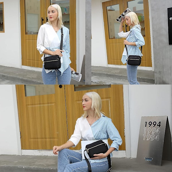 Kvinnor Cross Body Väska Liten Multi-ficka Nylon Vattentät Axelväska Casual Resväska För Damer Flickor Daglig Användning