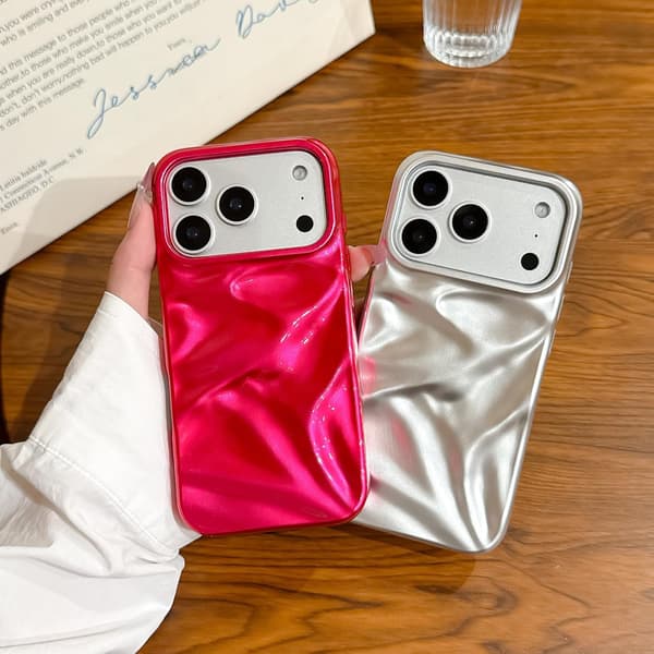 Cover til iPhone 17 Pro Max Glossy Water Ripple Phone Case, TPU Soft Shell Trendy Phone Case til iPhone 17 Pro Max (6,9 tommer), Sølv