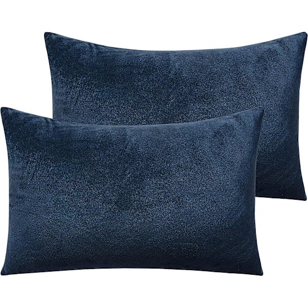 2 kappaletta samettista vakiotyynyliinaa, superpehmeät ja kodikkaat ylelliset pehmeät flanelliset tyynyliinat, 60*60cm, tummansininen