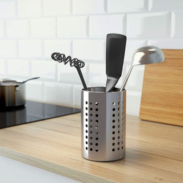 Köksredskapshållare Rostfritt stål Runda hål Matlagningsverktyg Hållare för kök hem och kontor