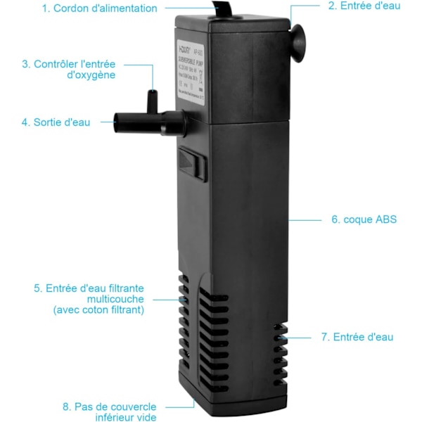 4W 300L/H Vandstrøms Akvarium Filter Indvendigt Filter til 60L Akvarium Filterpumpe med Filter Svampe til Fisk