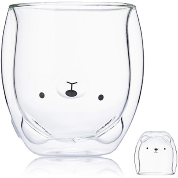 Bjørne-kop, søde krus til kvinder, glas med dobbeltvægget isolering, espressokop, kaffekop, tekop, mælkekop, den bedste gave til kvinder, fødselsdag, jul
