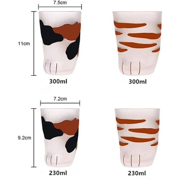 Katt tass kopp, katt klo kopp mjölkglas frostat glas kopp söt katt fot klo tryck mugg katt tass