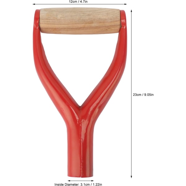 Lapio D-kahva, lapion lumilapion vaihtokahva, puutarhatarvikkeet, 31 mm sisähalkaisija lapion lumikauha kaivuuharavointityökalut (punainen)