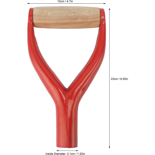 Spade D-grep håndtak, spade snøskuffe erstatningshåndtak hagetilbehør, 31mm innerdiameter spade snøskuffe grave riveverktøy (rød)
