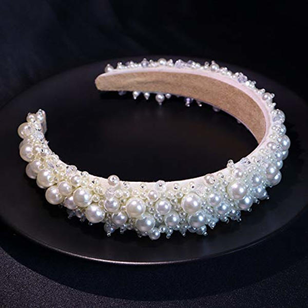 Perlehodebånd for kvinner hvite bling falske perle strass hårbånd brudehårbøyle bryllupshårtilbehør for kvinner jenter