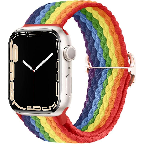 Strækbar Solo Loop-rem kompatibel med Apple Watch-rem 41mm 40mm 38mm, justerbar elastisk nylonflettet sport