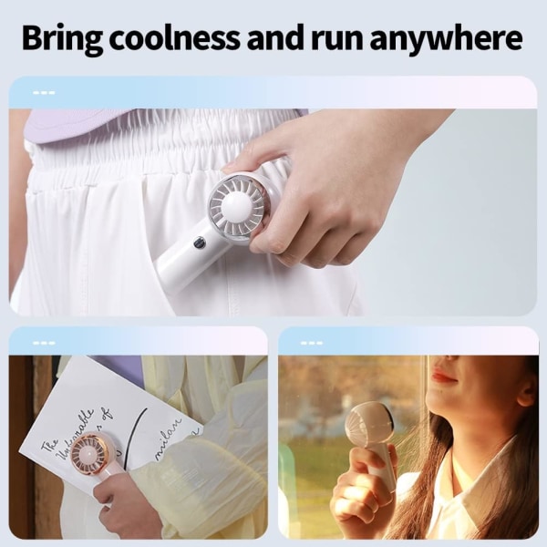 Mini håndholdt vifte oppladbar, bærbar personlig lommevifte, 500mah USB kjølevifte med 3 hastighetsinnstillinger