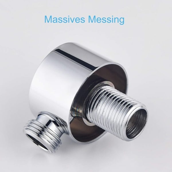 Duschvattenvinkel, Rund Vattenvinkel, Väggmonterad Vinkelventil, Polerad Krom-Solid Mässing (Silver)