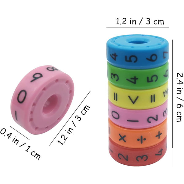 2 stk magnetiske matematikkleker telle abacus tallsymboler læringsverktøy byggeklossespill for barn, farge tilfeldig