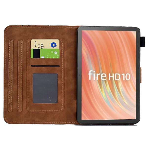 A9 Etui til Amazon Fire HD 10 (2023) med kortlommer, stativ og rombeformet læder tabletcover