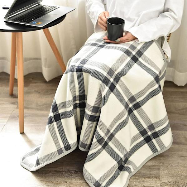 Varmt bærbart tæppe, poncho-tæppe med knapper, behageligt fleece-kramme-svøb-kappe, 80x130cm