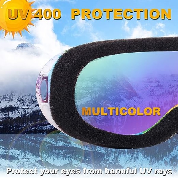 Skidglasögon, 2-pack, snowboardglasögon för män och kvinnor med UV 400 skydd