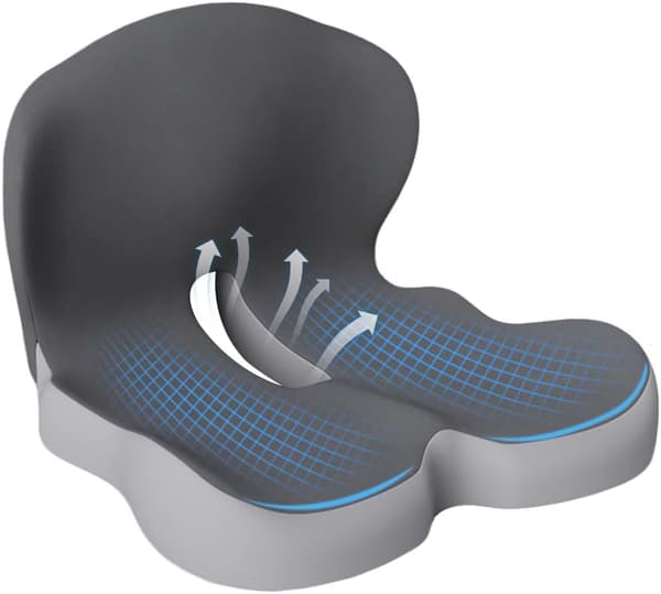 Ergonomisk sædepude i memoryskum til kontor-, bil- og gamingstole, mørkegrå Dark Gray