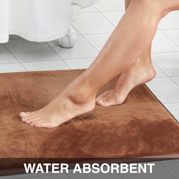 Memory skum bademåtte skridsikker absorberende super hyggeligt fløjls badeværelse tæppe til badeværelse Brown 17" X 24"