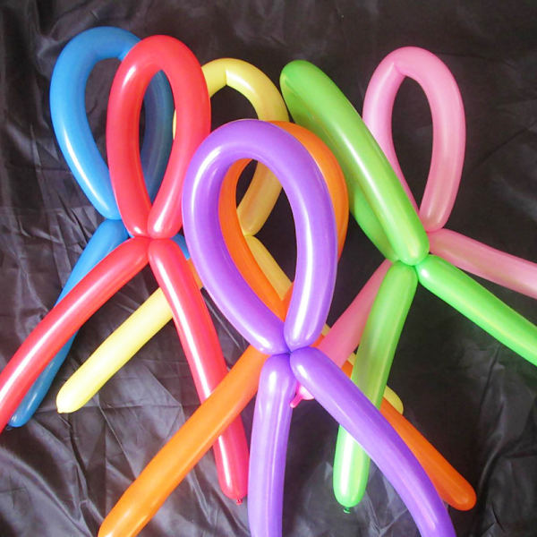 100 stk lange ballonger, Tilfeldig farge, latex barnebursdag ballonger, kan vriddes til dyr, brukes til bursdagsfest, feriefest, karneval