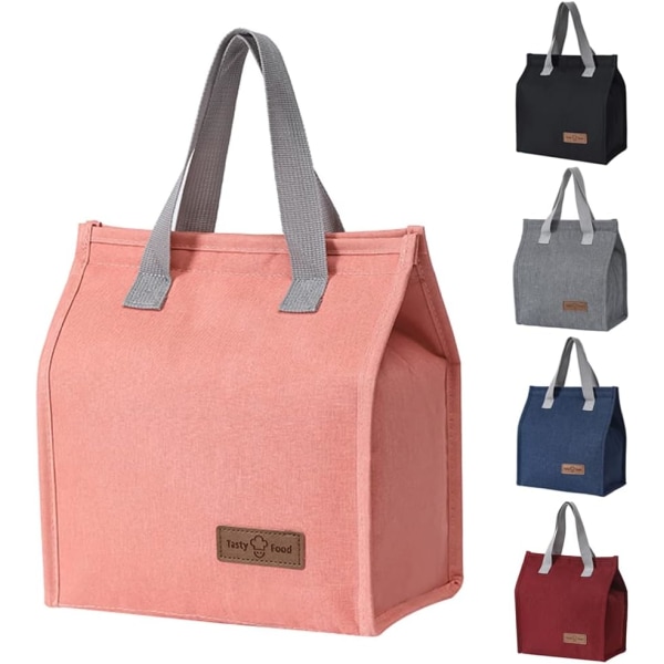 Isolerad lunchväska Tote Bags läckagesäker vattentät kylväska vidöppen termisk lunchväska för picknick/arbete/skola, rosa