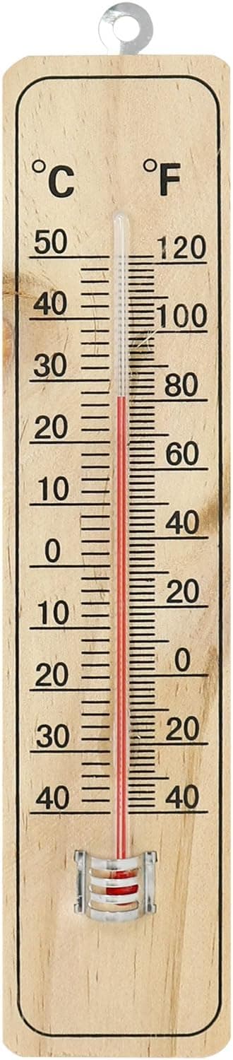 4x Termometer - Innendørs Tretermometer - Termometer med Celsius og Fahrenheit Skala (21,9x4,8x0,6cm)