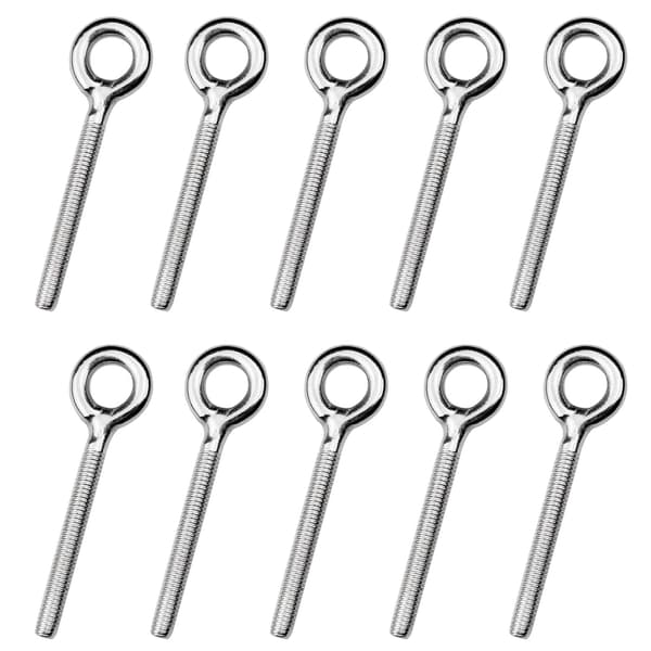 10-pack M6 ögleskruvar tunga öglebultar rostfria öglebultar för gunga gungmaskin utomhus