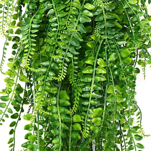 Kunstige hengende planter Kunstige planter Bregner Kunstige hengende planter for uteplass Veranda Utendørs planter Dekor (2 stk)