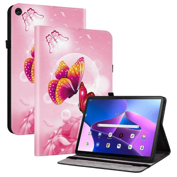 Läderfodral med mönster och ställ för Lenovo Tab M10 Plus (3:e generationen) med kortfack