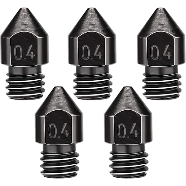 5 kappaleen pakkaus 0,4 mm/1,75 mm suuttimia, korkean lämpötilan kestäviä 3D-tulostussuuttimia MK8:lle, yhteensopiva Makerbot CR-10 Ender 2 3/3pro 5:lle