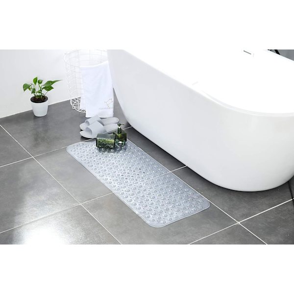 Badekarmatte 30% Ekstra Lang Dusjmatte Sklisikker Anti-Skli Badematte med 200 Sugkopper, 16 x 40 tommer Transparent Clear 16 x 40 in