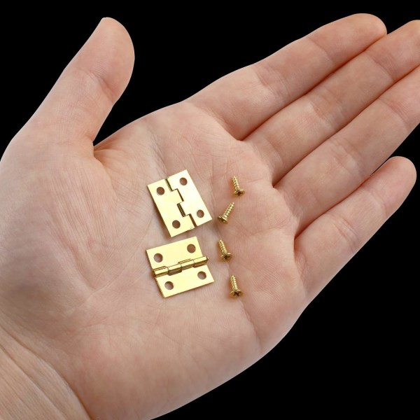 50 stk. Mini-modelleringshængsler, 18 x 15 mm Små messinghængsler i rustfrit stål, holdbare, til æsker, smykkeskrin, skabe med 200 skruer - Guld