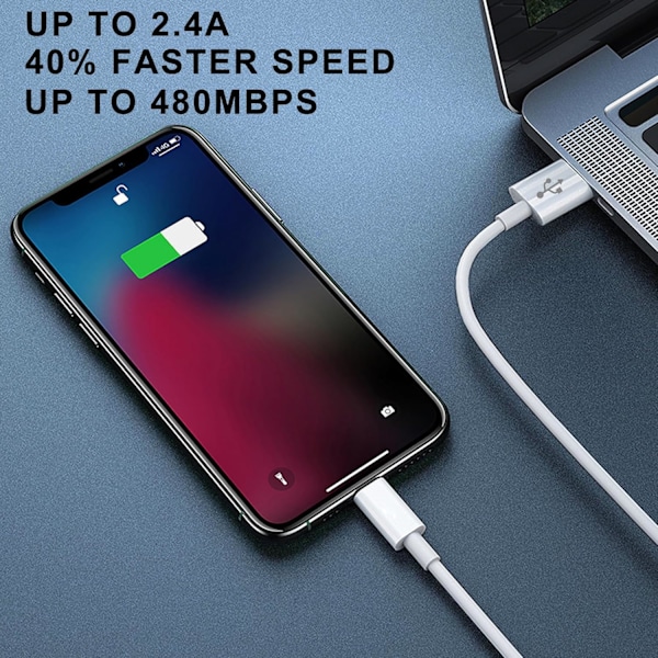 iPhone Ladekabel 2-pakning 1M Ladeledning Høyhastighets Data Sync USB-kabel for iPhone 14 13 12 11 Pro Max XR XS Mini 8 7 Plus