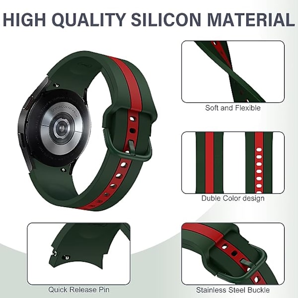 Yhteensopiva Samsung Galaxy Watch 4 Band 40mm/44mm, Galaxy Watch 4 Classic Band 42mm/46mm, Galaxy Watch 5, rannekoru, silikoni, muoti, muotoilu