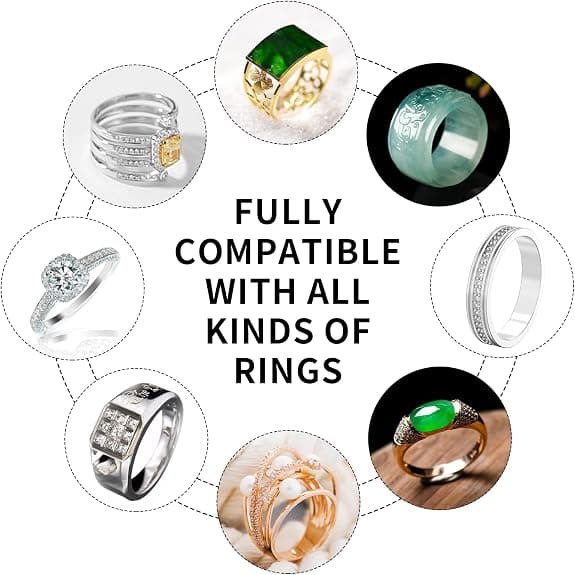 Sæt med 12 ringstørrelsesjusterere til løse ringe, usynlig ringstørrelsesjusterer, ringstørrelsesjusterer til kvinder, juster ringstørrelse, (guld)
