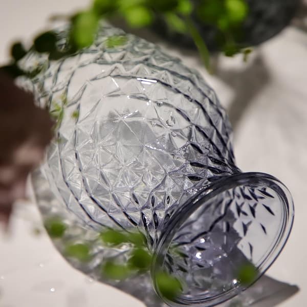Glassvase med gitterdesign, moderne stil, grå klar | for hjem, stue, borddekorasjon Grey