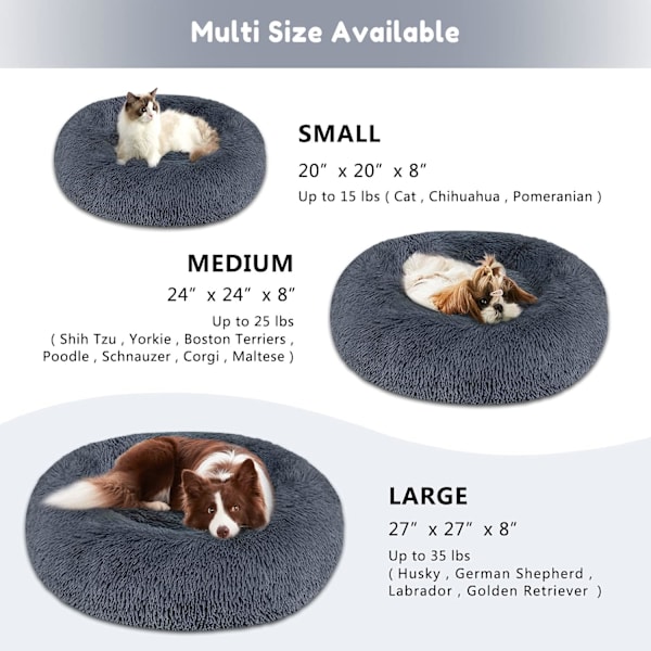 Hundeseng og katteseng, original beroligende hundeseng for små og mellomstore kjæledyr dark grey 20 x 20 Inch