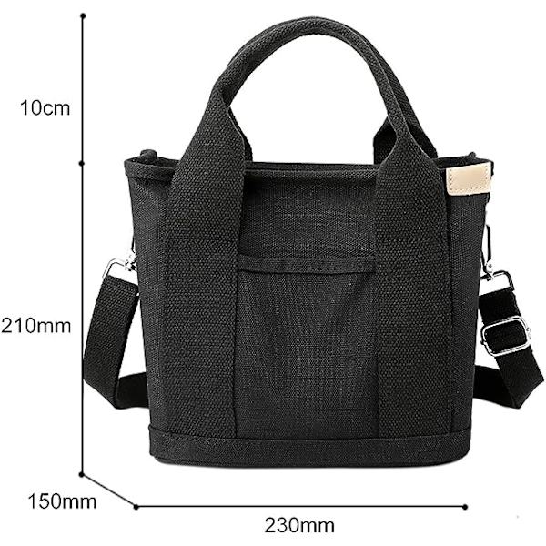 Lerretsveske for kvinner, flerlommevesker og skuldertasker med glidelås, crossbody-veske for skole, shopping, reiser, arbeid, daglig bruk