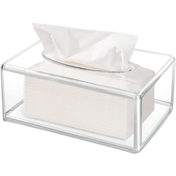 Tissue Box Klar vävnadshållare rektangulär servettdispenser Tissue Box Cover, Akryl Tissue Storage Box för hem, badrum, bord, kontor